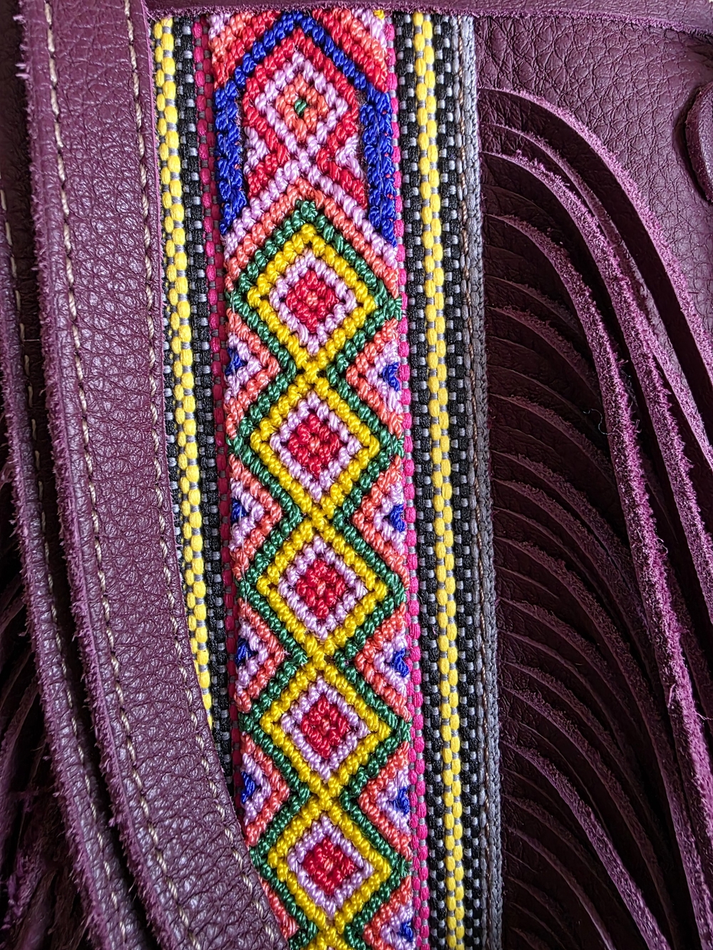 Consuela Plum Breezy Fringe Tote with Multicolor Accent - Picture 3 of 12